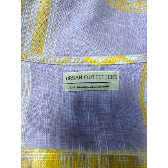 Urban Outfitters Lavender Yellow Plaid Linen Blend Crop Top Size L - Picture 5 of 9